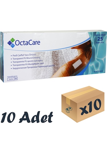 Octacare Şeffaf Su Geçirmez Yara Örtüsü 9 CM x 25 CM 10 x 10'lu