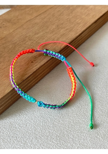 14 Ayar Altın Dorika Detaylı Gökkuşağı Ebruli Altın Şans Bilekliği Ebruli