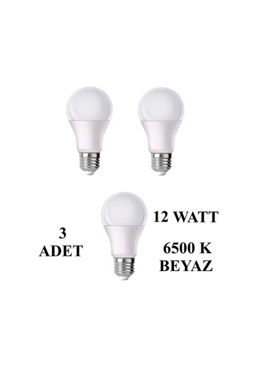 12w E27 Led Ampul 6500k Beyaz Işık 1080 Lümen 3 Adet