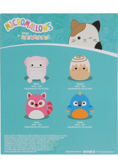 Micromallows Squishmallows Mini Yumuşak Peluş Oyuncak 4 Lü Figür Seti - 6 Cm - Model - 2 Çok Renkli