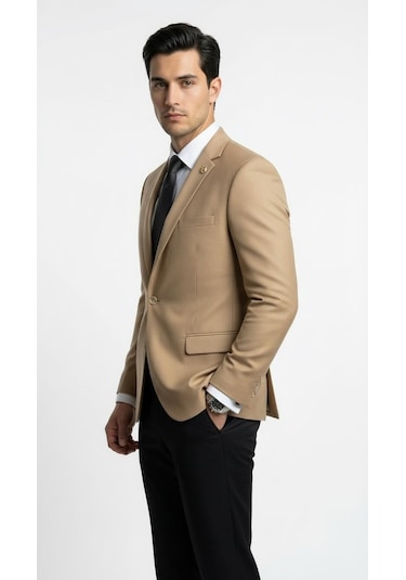 Plus Scorpion Erkek Blazer Ceket Twill Dokuma Likralı Notch Yaka 1 Düğmeli Çift Yırtmaçlı Slim Fit Camel Plus Scorpion Erkek Blazer Ceket Twill Dokuma Likralı Notch Yaka 1 Düğmeli Çift Yırtmaçlı Slim Fit Camel
