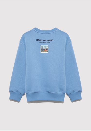 Mavi - Adventure Awaits Baskılı Mavi Sweatshirt 6s10146-70724 Mavi