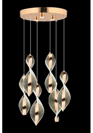 İstanbul Avize Mars 6'lı Gold Kumandalı 3 Renk Led Lüx Modern Ledli Avize