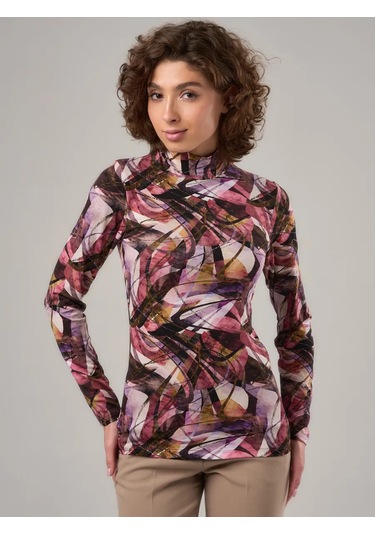 Sherbi Ana Akdeniz Yüksek Yakalı Basic Büyük Beden Uzun Kollu 288729826 Pembe