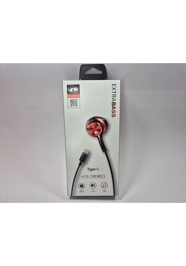 Linktech Ekstra Bass Kablolu Kulaklık , Linktech H75 Kırmızı Type-c Mikrofonlu Metal Kablolu Kulaklı Universal