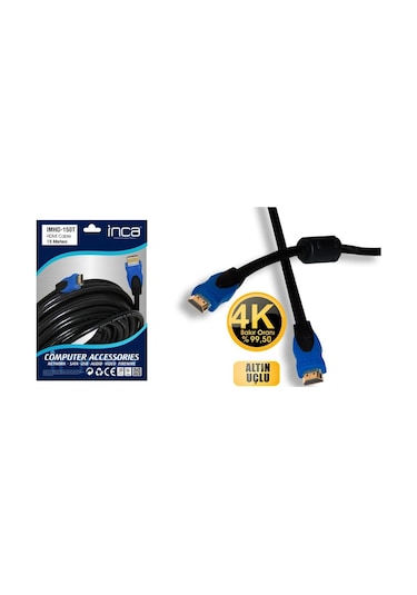 Inca Imhd 150T 15 Metre 4K 1.4 V 3 D Altın Uçlu Hdmi Kablo