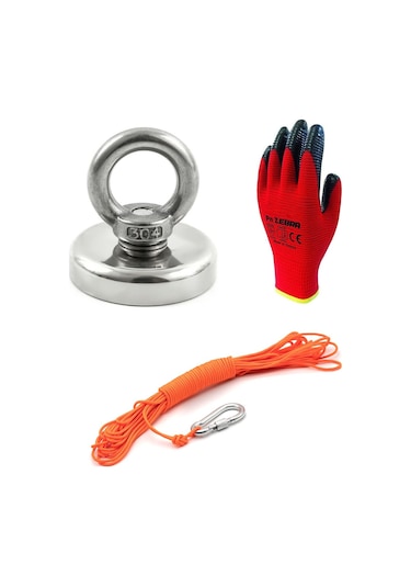 Ø90 Mm Neodimyum Deniz Mıknatısı - 200 Kg Taşıma Gücü - Çok Güçlü Daimi Çelik Mıknatıs - Tuzlu Suya Dayanıklı