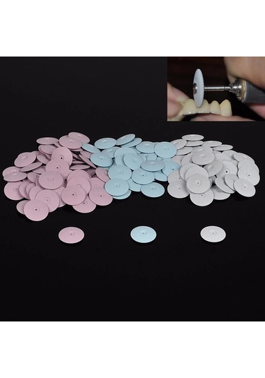 30 Adet Diş Laboratuvarı Parlatma Tekerlekleri Burs Silikon Parlatıcılar Disk Kaba Mavi/beyaz/kırmızı 22 3.5mm