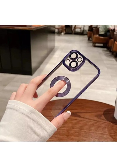 İphone 13 Promax Uyumlu Extra Kamera Korumalı Kamerası Cam Lensli Lazer Lüx Kılıf Tam Koruma Lacivert