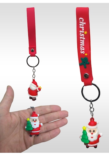 Yılbaşı Temalı Anahtarlık Yeni Yıla Özel Sevimli Ve Anlamlı Hediye Beyaz - Kırmızı