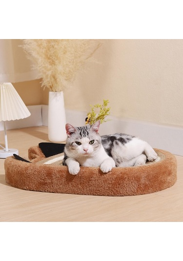 Homyl Kedi Tırmığı Yatak Büyük Sisal Scratcher Kahverengi