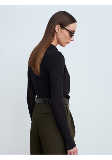 Dilvin 32595 Degaje Yaka Top-siyah Siyah