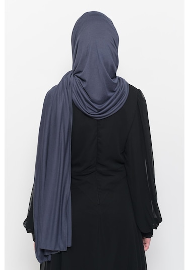 Hazır Pratik Geçmeli Lüks Düz Penye Şal Çapraz Hizalı Füme