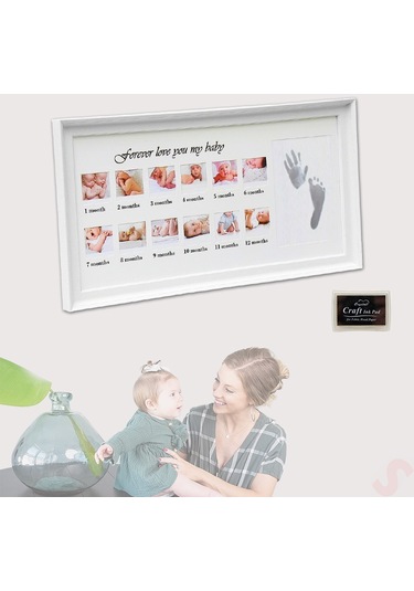 Bebek El Ve Ayak İzli Resim Çerçevesi, 39cm X 21cm - 12 Ay
