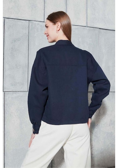 Kadın Lacivert Gabardin Ceket