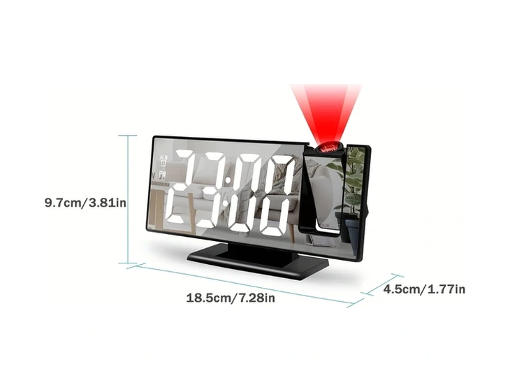 Oldfriend Siyah Yeşil Usb Projektörlü Dijital Alarm Saati Aydınlatma Sıcaklık Siyah + Yeşil