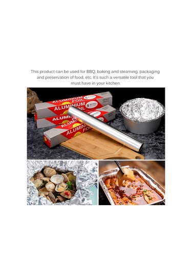 Jeemson Ev İçi Alüminyum Folyo: 20m X 30cm 10 Mikron Kalın, Barbekü, Fırın, Isıtma Ve Gıda Saklama İçin Tek Kullandım Alüminyum Kağıt Çok Renkli