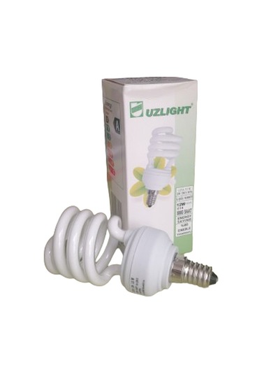 Uzlight 12w Spiral Tasarruflu Ampul Sarı Işık E14 Duy 10'lu Paket