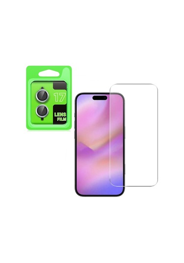 Adige İphone Uyumlu 17 Lens Koruyucu Mavi + Ekran Koruyucu Mavi