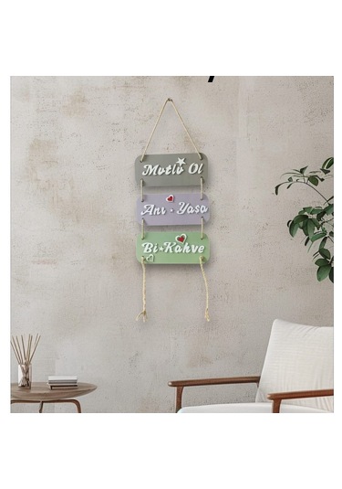 Mutlu Ol Anı Yaşa Kahve Keyfi Ahşap 3 Lü Dekor Seti İç Dekorasyon