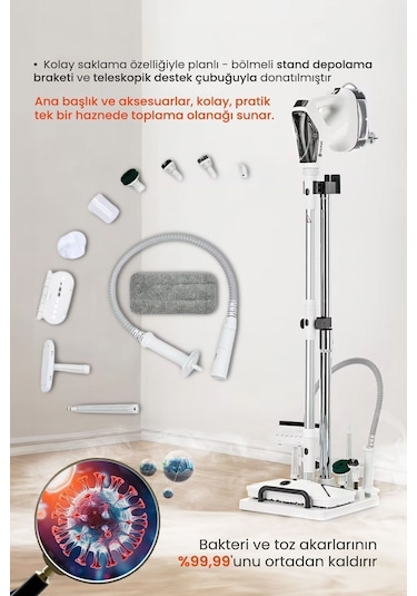 Youban KF-1804 Çok Fonksiyonlu Standlı Buharlı Temizlik Makinesi