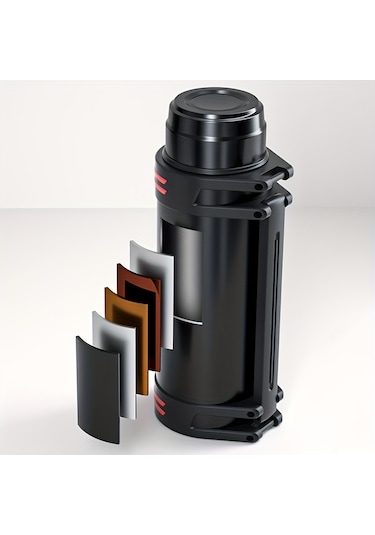 Açık Havada Seyahat Ve Ev İçin Büyük Kapasiteli Yalıtım Termos 1 L Siyah