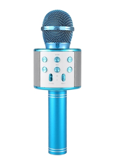 Mufunye Profesyonel Bt Kablosuz Mikrofon Karaoke Hoparlör Ktv Müzik Çalar Şarkı Kaydedici El Mikrofonu Mavi
