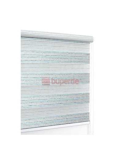 Buperde Turkuaz Beyaz Renkli Pilise Pliseli Zebra Stor Perde