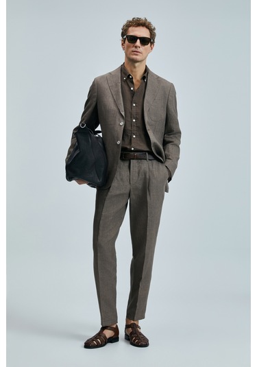 Lufian Jaques Spor Erkek Blazer Ceket Slim Fit Kahverengi Kahverengi 111140172100400 Kahverengi