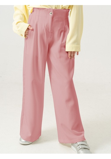 Kız Çocuk Çift Pileli Pantolon 2567 Pudra