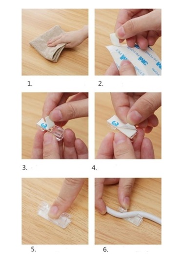 Mobgift 20'li Yapışkanlı Kablo Sabitleyici Şeffaf Klips