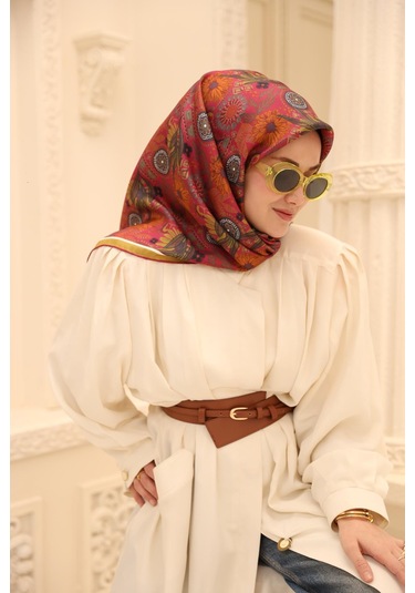 Silk Home Twill İpek Eşarp 11463-42 Fuşya, Asit, Lacivert, Turuncu