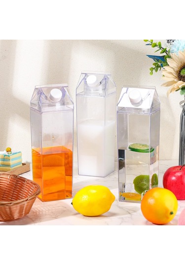 Ramerler 3 Pcs Kare Süt Şişesi - Taşınabilir, Yeniden Kullanılabilir Ve Sızdır Yalan Körilik 34 Oz Siyah