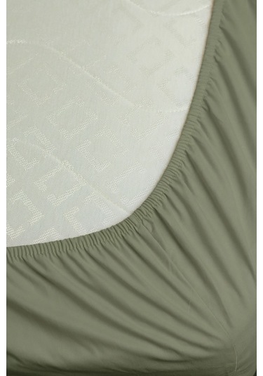%100 Pamuk Ranforce Premium King Size Lastikli Çarşaf - Yeşil Yeşil