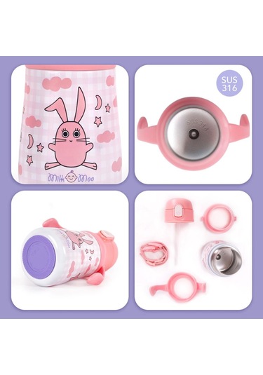 Milk&moo Çelik Küçük Çocuk Matarası Çançin 360 Ml Pembe