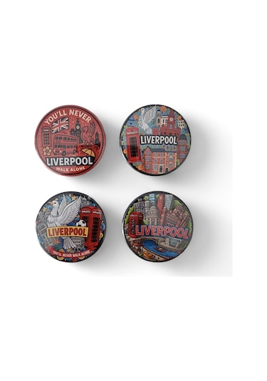 Liverpool Magnet Set 1 - 4'lü Buzdolabı Magnet Liverpool Karışık Renkli