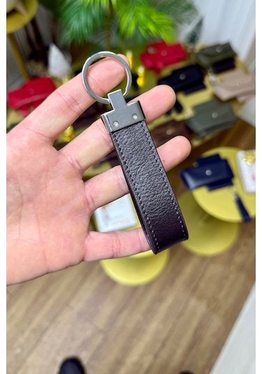 Premium Deri Ruhsat Kılıfı Ve Anahtarlık Seti Kahverengi