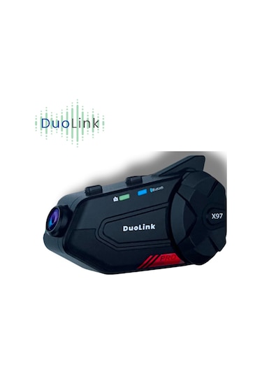 DuoLink X97 Plus İnterkom Motosiklet Kameralı 6 Kişi Grup Bluetooth Kask Intercom Video Kayıt Kulaklık