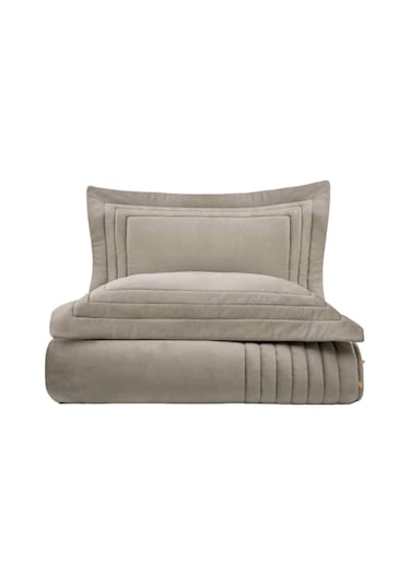 Ecocotton Feza Çift Kişilik Yatak Örtüsü Takımı %50 Pamuk %50 Polyester Bej 240x260 Cm - Bej