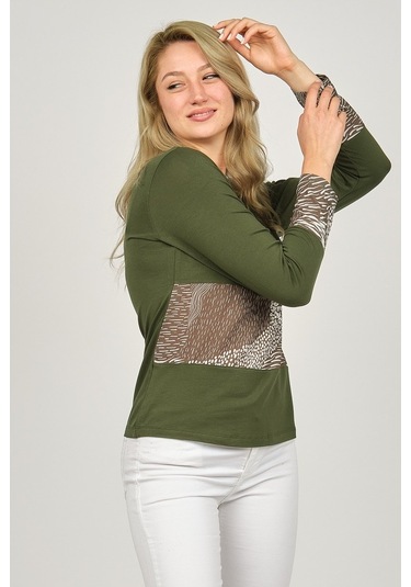 Sistas Kadın Uzun Kollu Penye Bluz 6699448 Haki-Haki