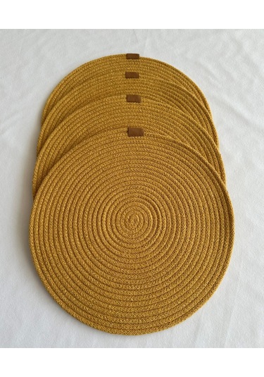 Yuvarlak Amerikan Servis Sofra Altlığı, Masa Dekoru Supla 33x33 4lü Hardal