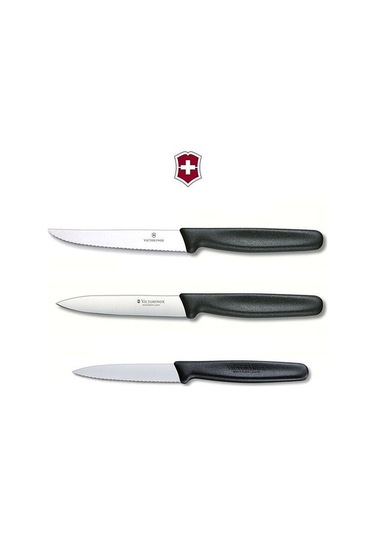 Swiss Bıçak Mutfak Bıçağı Seti 3 Farklı Boy Siyah