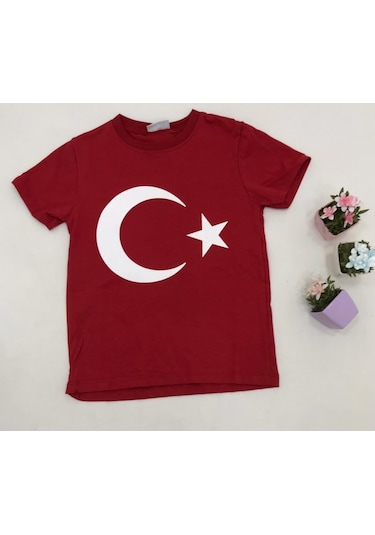 Pretty Ay Yıldız Baskılı Tişört 14-16 Yaş KIrmızı