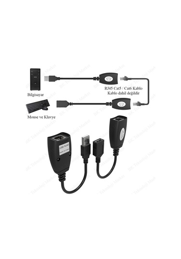 Usb Extender - Cat5 / Cat6 Kablosu Üzerinden Lan Uzatma Adaptörü
