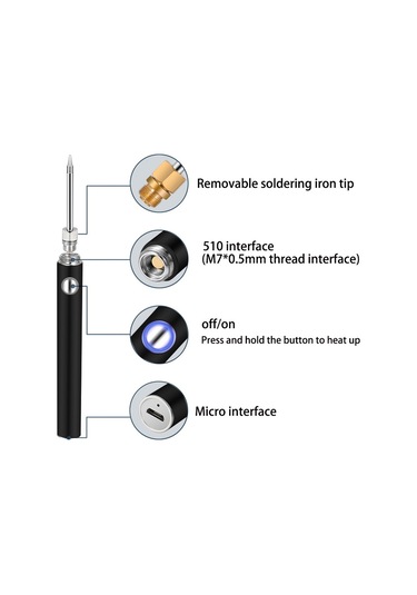 Yuntech01 Usb Şarjlı Kablosuz Dışarıda Dumanlı Demir Seti, Ev İçi Dıy Kaynak Aracı, Li-poly Pil Ve Uçak Aparatı İle Tip-b Uçlu