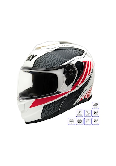My Helmets Mks002-wrb Güneş Vizörlü Şeffaf Çene Açılır Motosiklet Kaskı