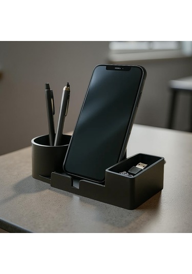 Masaüstü Telefon Ve Aksesuar Düzenleyici Organizer Siyah Siyah