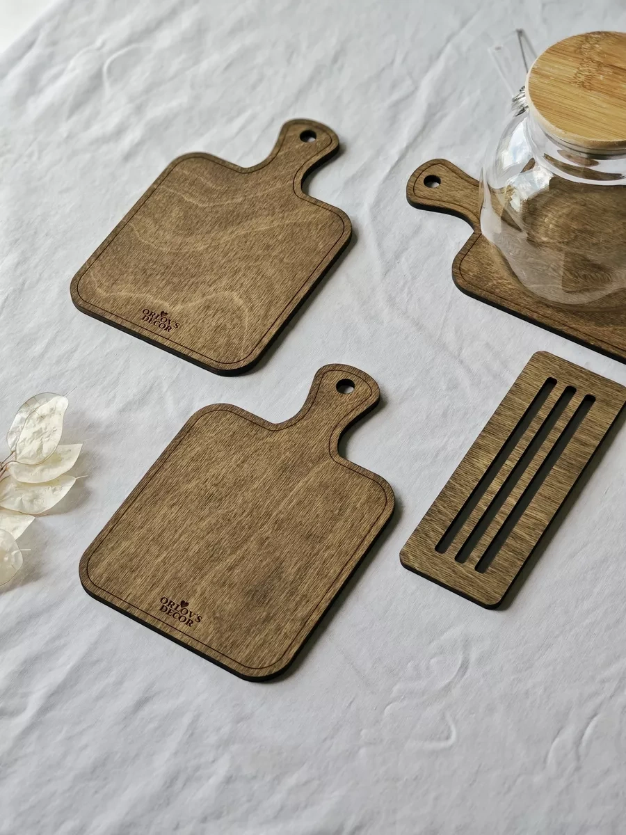 Orlov's Decor Sıcaklık Altlıkları 3 Adet Ahşaptan Set Olarak 158060355 Kahverengi
