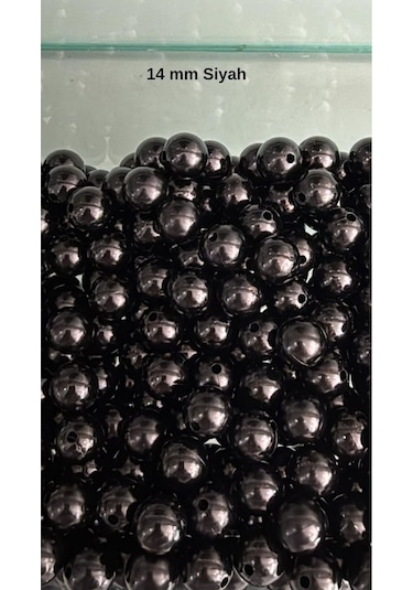 100 Gram - İnci Boncuk - 14 Mm Renk : Siyah