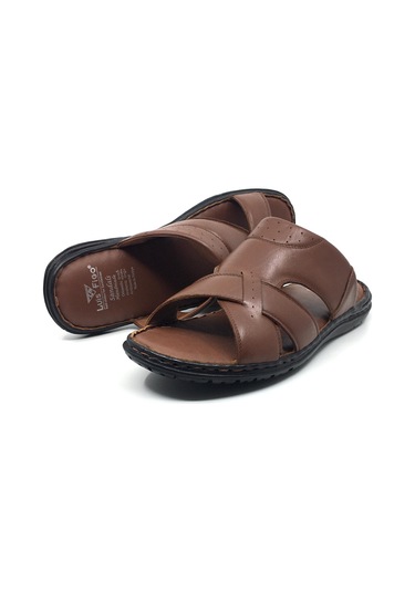 Luis Figo %100 Deri Ortopedik Erkek Günlük Büyük Numara Terlik 39-49 Taba